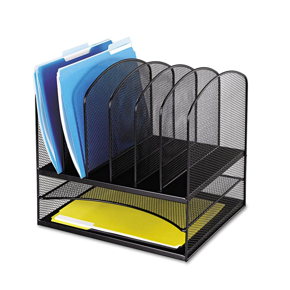 Safco Mesh Two & Six Combination Rack Black - Desk Accessories & Office Supplies - Safco