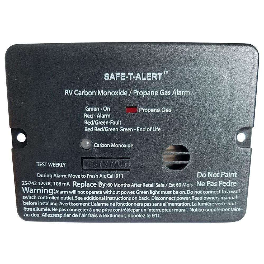 Safe-T-Alert Combo Carbon Monoxide Propane Alarm - Flush Mount - Mini - Black - Automotive/RV | Fume Detectors - Safe-T-Alert