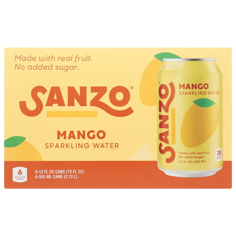 SANZO: Water Sparkling Mango 6 Cans 72 FO (Pack of 3) - Grocery > Beverages > Water > Sparkling Water - SANZO