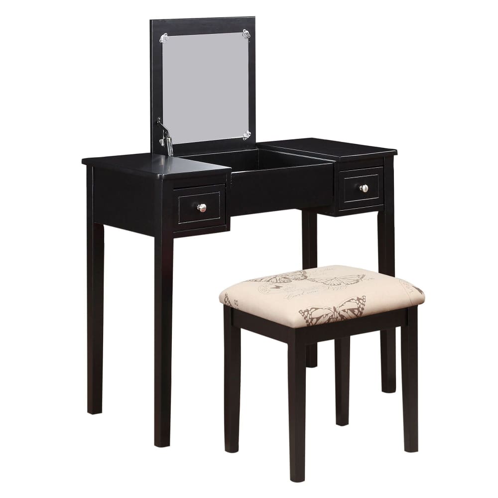 Sasha Vanity and Bench Set - Black - Linon