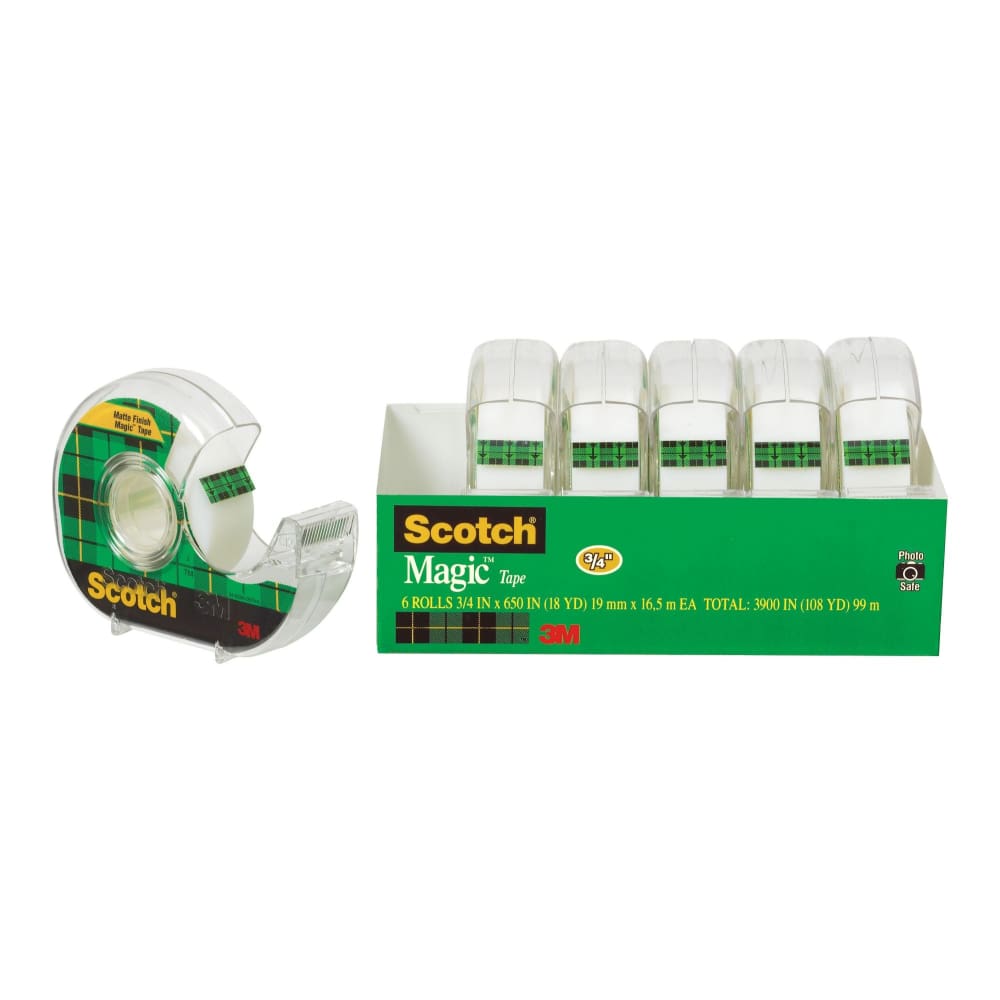 Scotch Magic Tape in Refillable Dispensers with 3/4 Core 3/4 x 650 6 pk. - Transparent - Scotch