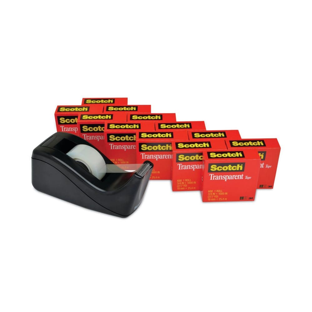 Scotch - Transparent Tape Dispenser Value Pack 1 Core Black - 12/Pack - Tape & Adhesives - Scotch