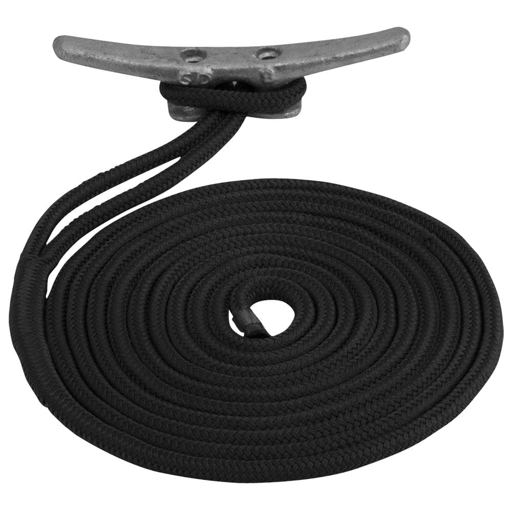 Sea-Dog Double Braided Nylon Dock Line - 1/ 2 x 10’ - Black (Pack of 2) - Anchoring & Docking | Dock Line - Sea-Dog