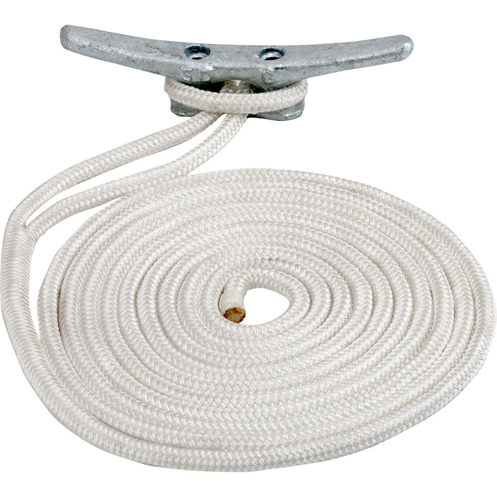 Sea-Dog Double Braided Nylon Dock Line - 1/ 2 x 20’ - White - Anchoring & Docking | Dock Line - Sea-Dog