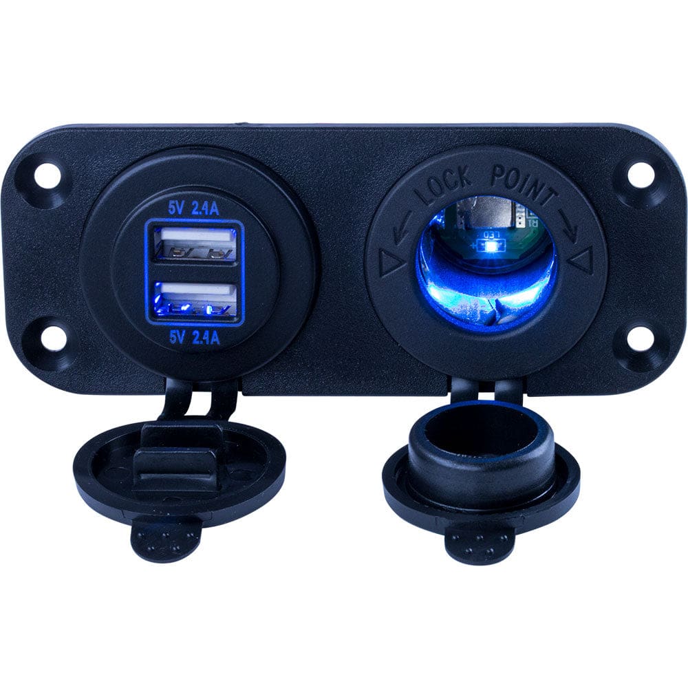 Sea-Dog Double USB & Power Socket Panel - Electrical | Accessories - Sea-Dog