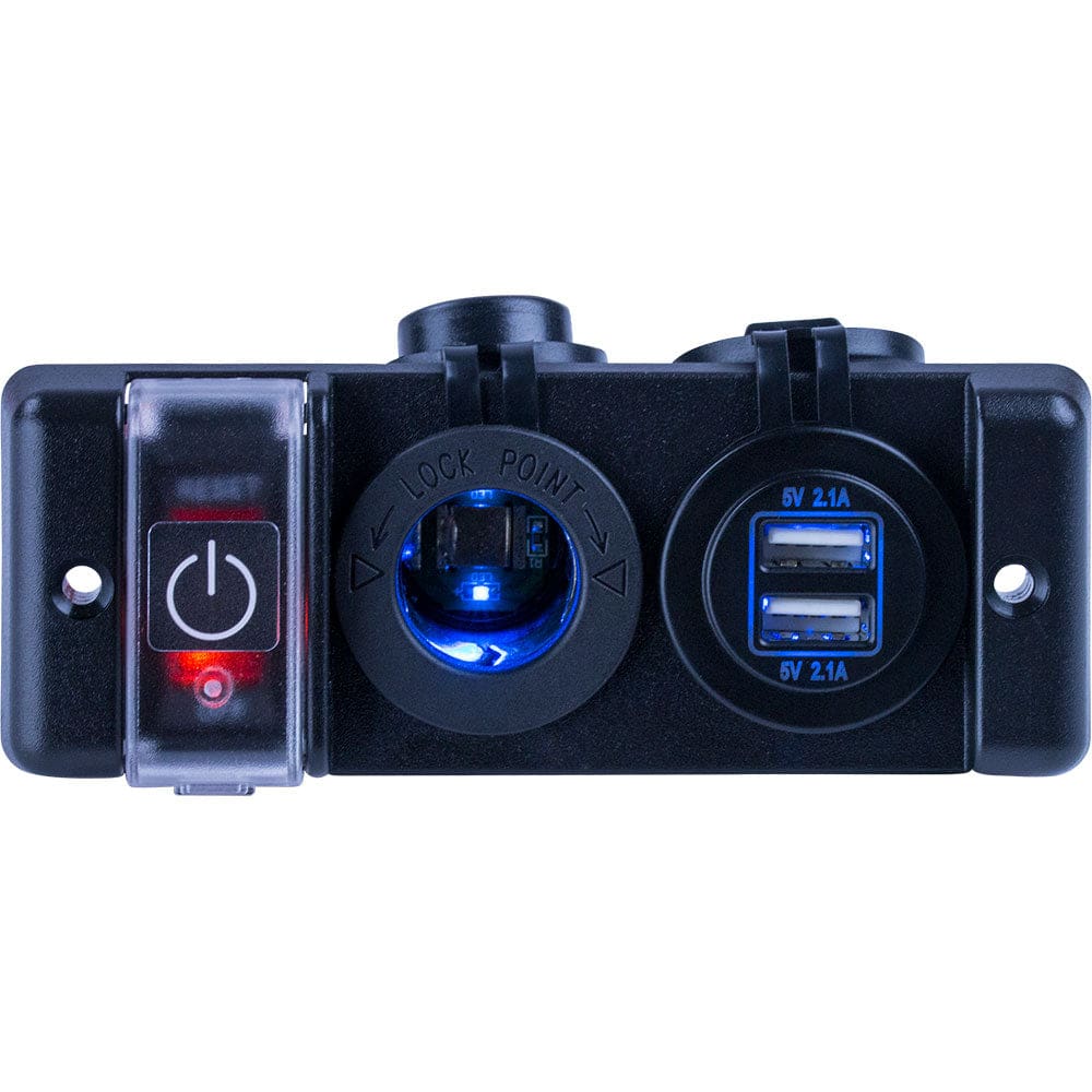 Sea-Dog Double USB & Power Socket Panel w/ Breaker Switch - Electrical | Accessories - Sea-Dog