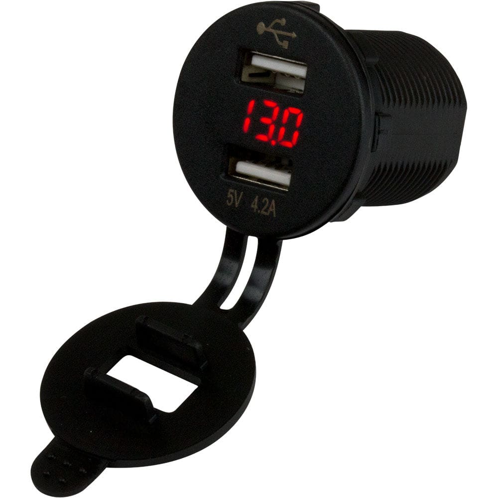 Sea-Dog Dual USB Socket/ Voltmeter w/ Hidden Display - Electrical | Accessories - Sea-Dog