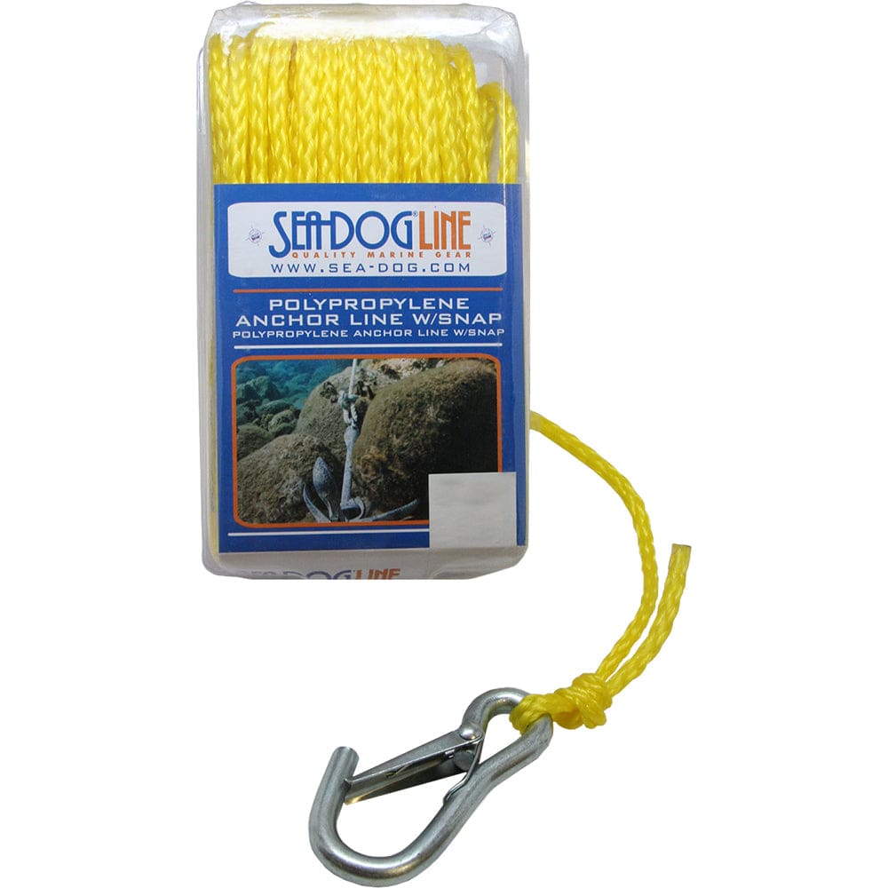 Sea-Dog Poly Pro Anchor Line w/ Snap - 1/ 4 x 100’ - Yellow - Anchoring & Docking | Rope & Chain - Sea-Dog