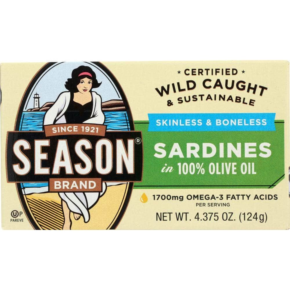 Season Brand Seasons Brand Imported Skinless & Boneless Sardines in Pure Olive Oil Salt Added, 4.375 Oz