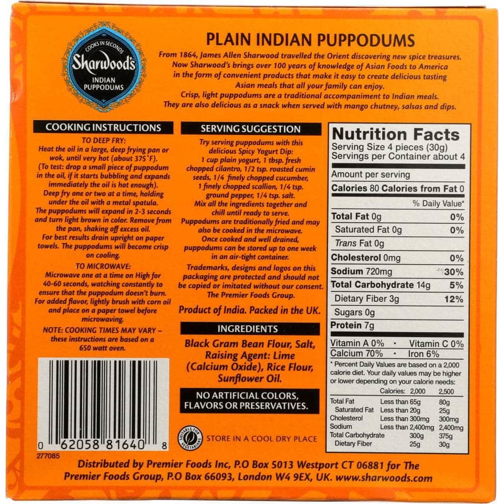 Sharwoods Sharwood's Puppodums Plain, 4 oz