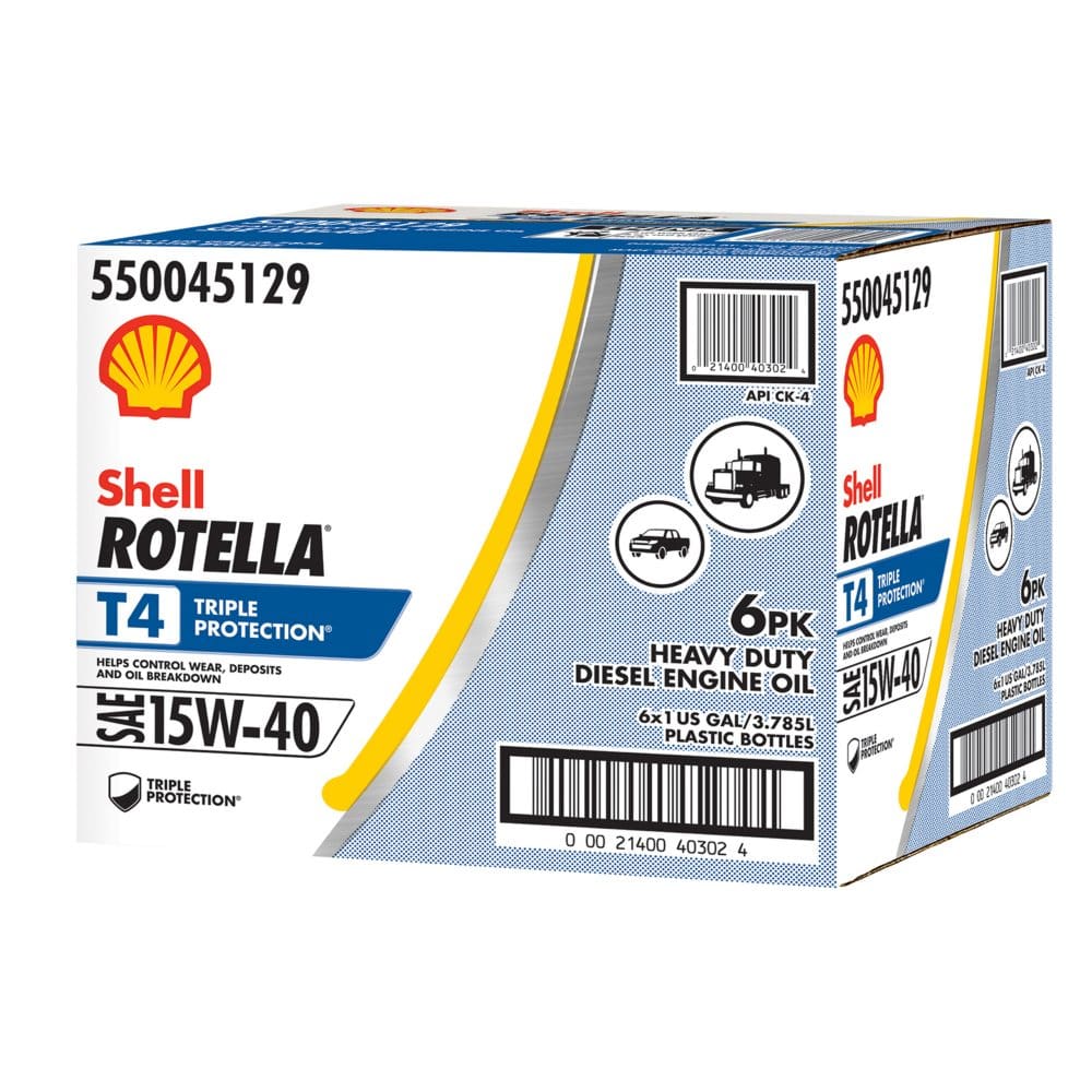 Shell Rotella T4 Triple Protection 15W-40 Diesel Engine Oil(6-pack/1 gallon bottles) (Pack of []) - Engine Oil & Fluids - Shell