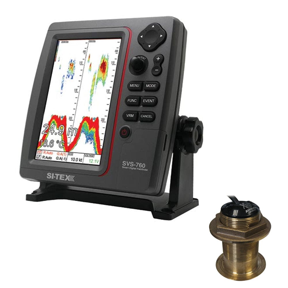 SI-TEX SVS-760 Dual Frequency Sounder 600W Kit w/ Bronze 20 Degree Transducer - Marine Navigation & Instruments | Fishfinder Only - SI-TEX