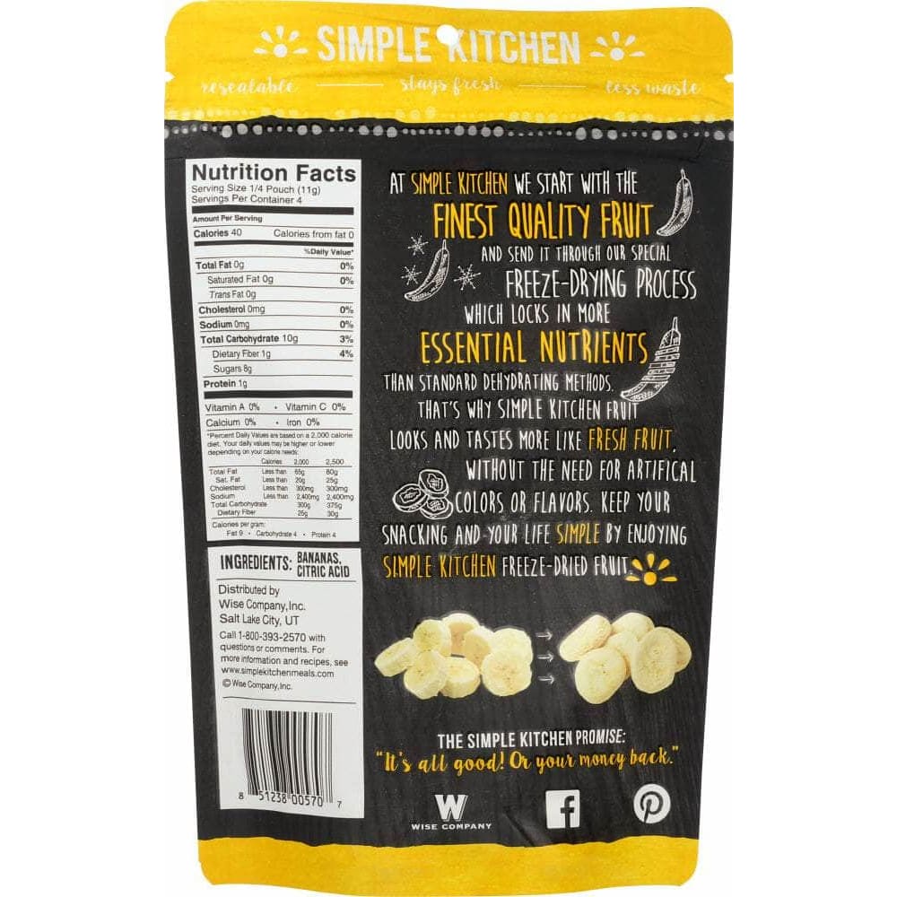 SIMPLE KICHEN Grocery > Snacks > Fruit Snacks SIMPLE KITCHEN: Freeze Dried Sliced Bananas, 1.6 oz