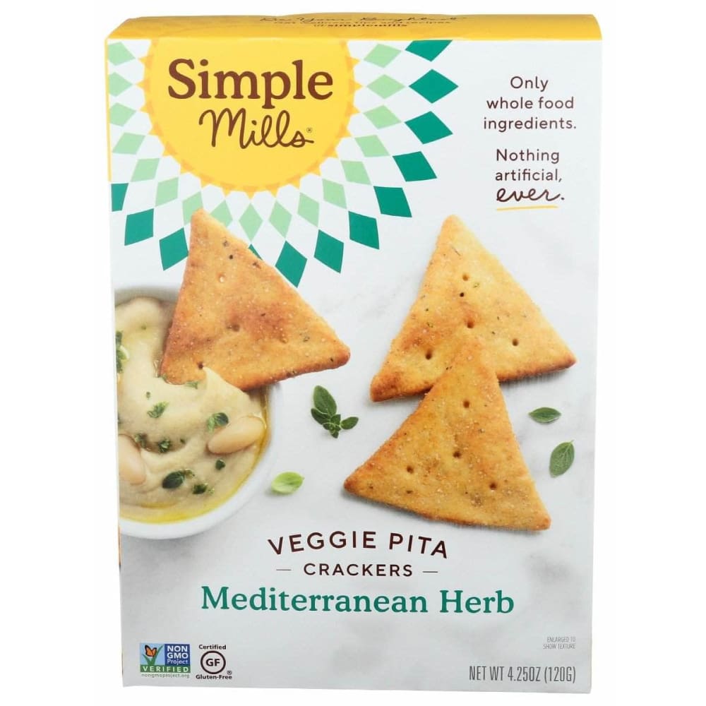 SIMPLE MILLS Simple Mills Mediterranean Herb Veggie Pita Crackers, 4.25 Oz