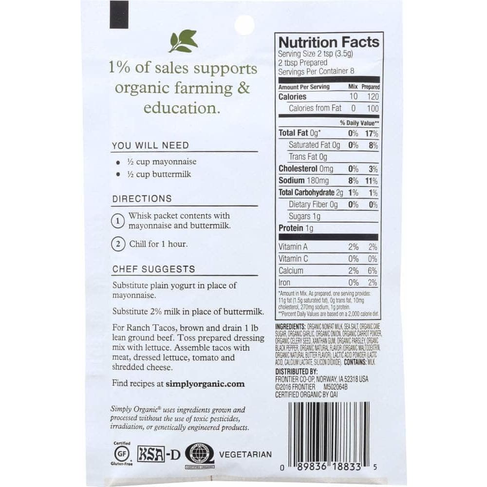 Simply Organic Simply Organic MIX DRSSNG RANCH ORG (0.110 OZ)