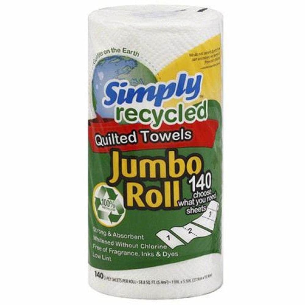 Simply Recycled Simply Recycled Jumbo Roll 2 Ply Quilted Paper Towels 140 Sheets, 1 Roll