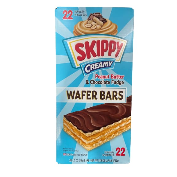 Skippy Creamy Peanut Butter & Chocolate Fudge Wafer Bars 22 Count (27.9 oz.) - Skippy