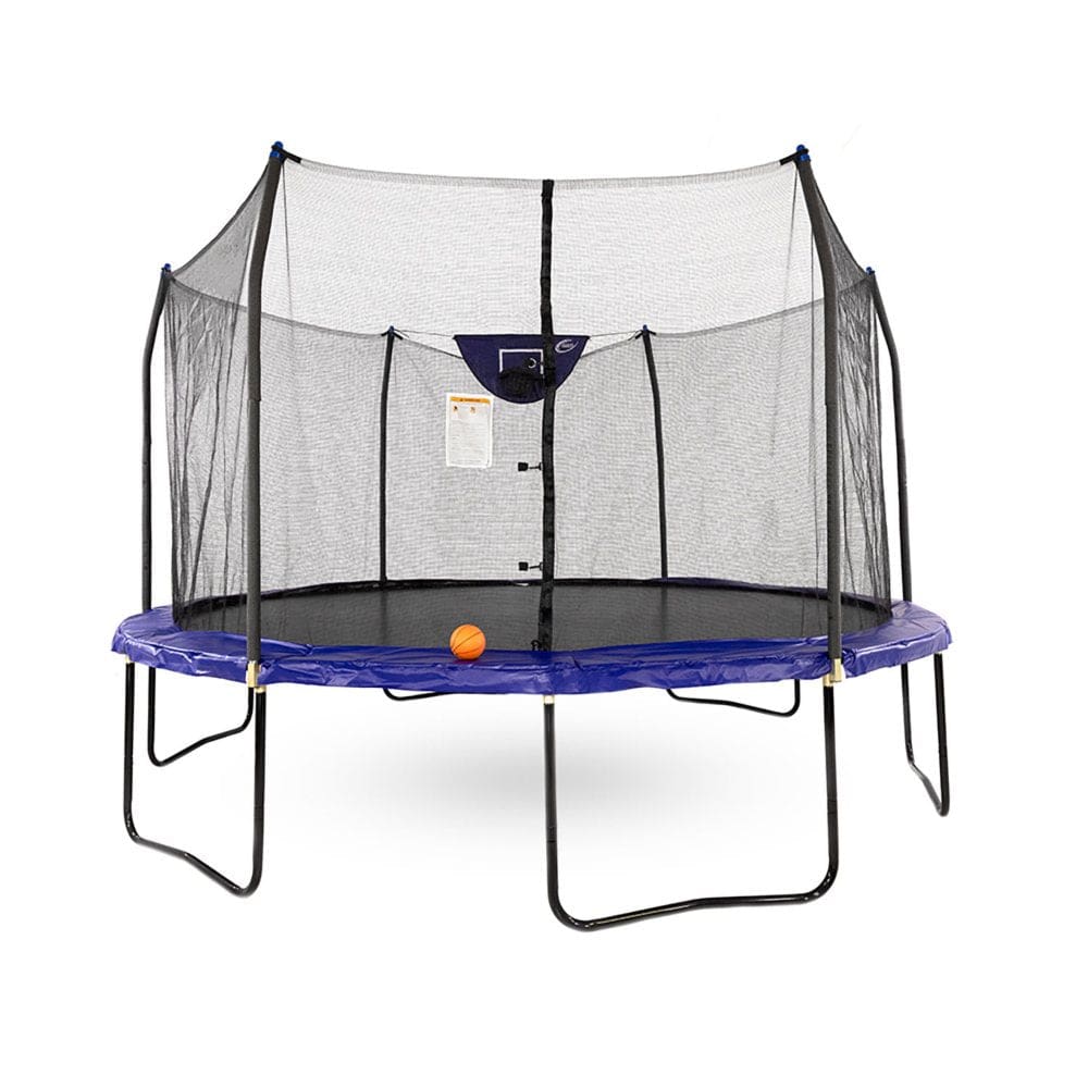 Skywalker Trampolines 14’ Round Trampoline with Enclosure and Basketball Hoop Blue - Trampolines - Skywalker