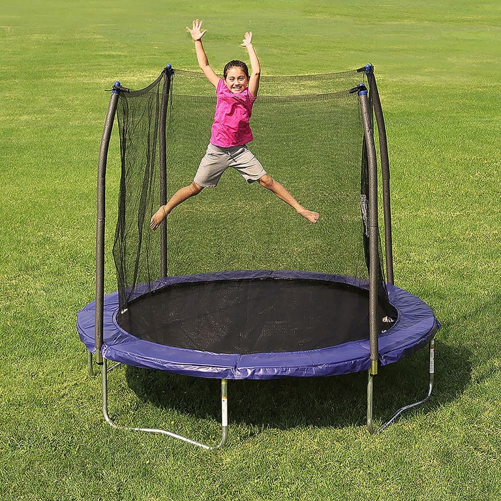 Skywalker Trampolines 8’ Round Trampoline with Enclosure - Blue - Skywalker