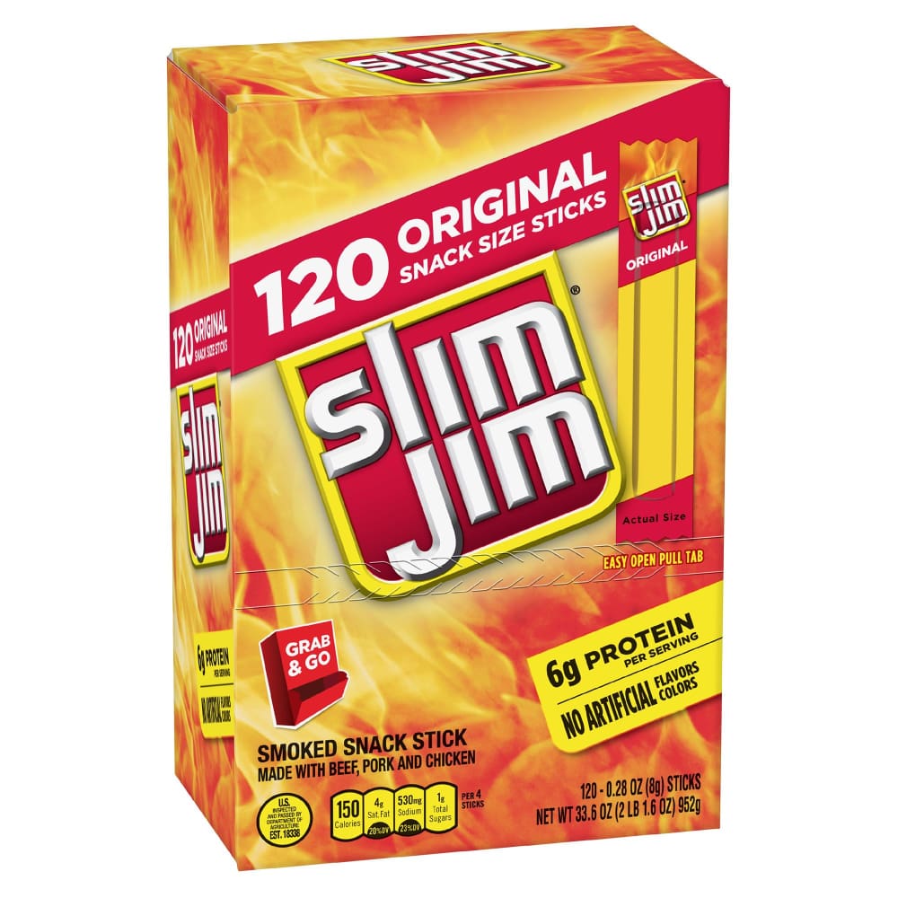 Slim Jim Smoked Snack Sticks 120 ct./0.28 oz. - Slim Jim