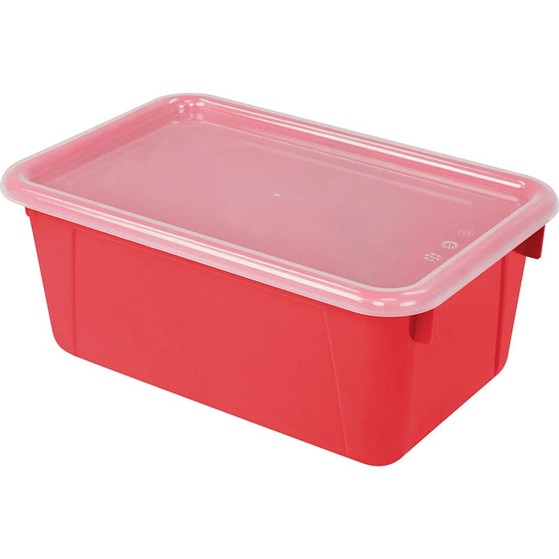 Small Cubby Bin With Cover Red Classroom (Pack of 2) - Storage Containers - Storex Industries