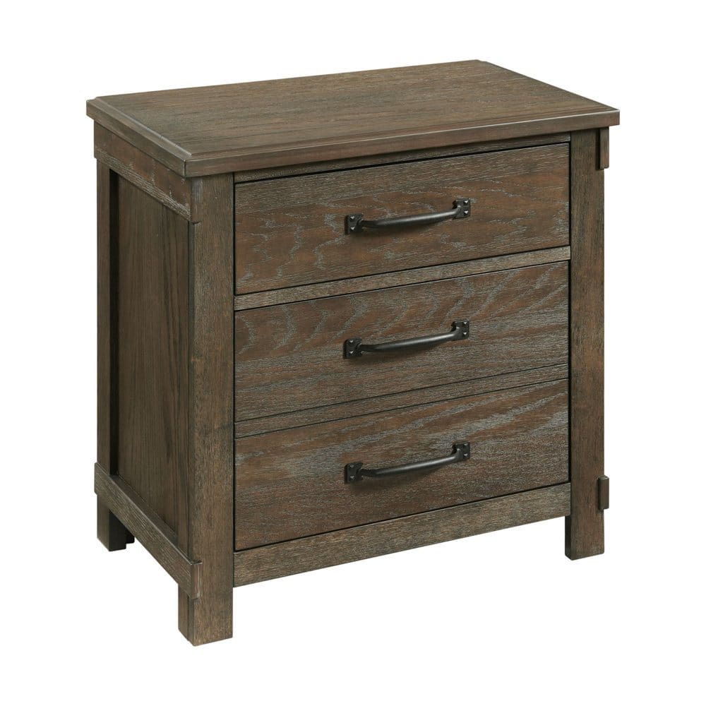 Society Den Jack 2-Drawer Nightstand with USB Ports Walnut - Modern Farmhouse - Society