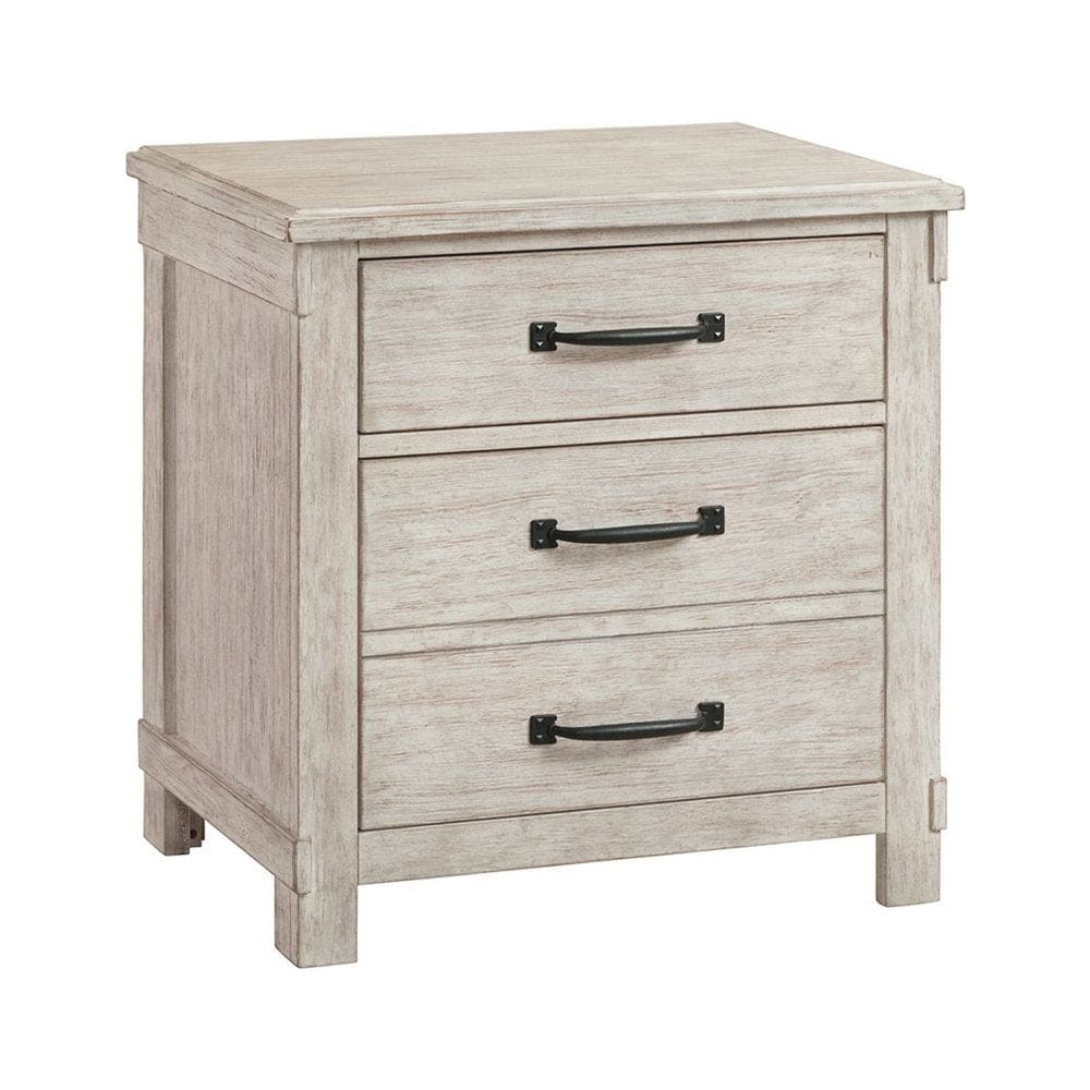 Society Den Jack 2-Drawer Nightstand with USB Ports Whitewash - Modern Farmhouse - Society