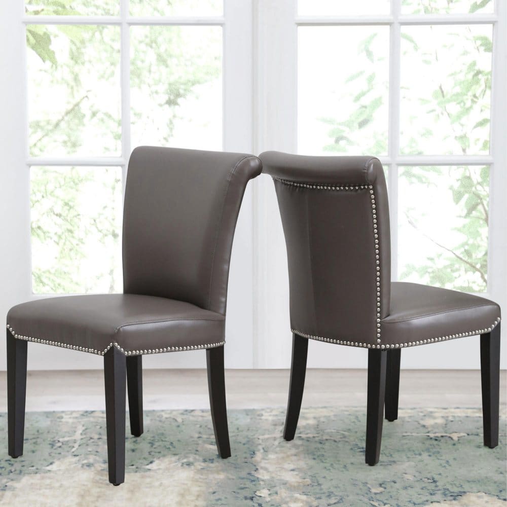 Soloman Durable Gray Faux Leather Dining Chair (Set of 2) - Dining Chairs & Barstools - Soloman