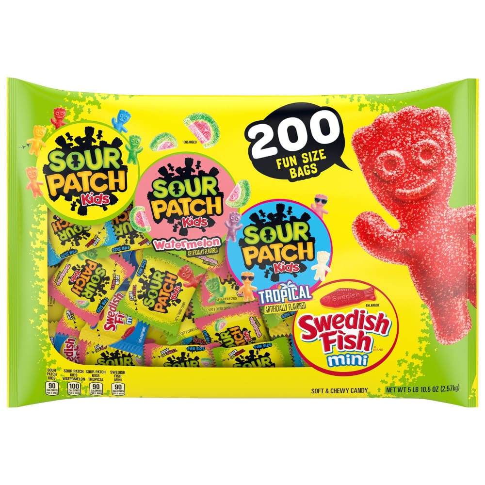 Sour Patch Kids Sour Patch Kids and Swedish Fish Mini Soft and Chewy Candy Variety Snack Packs 200 pk. - Home/Grocery Household & Pet/Buy