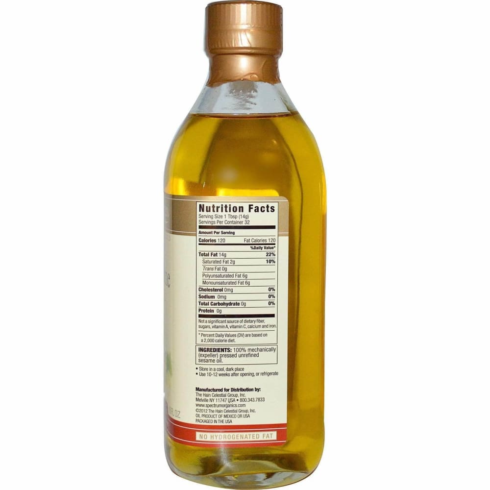 Spectrum Organic Products Spectrum Naturals Sesame Oil Unrefined, 16 oz