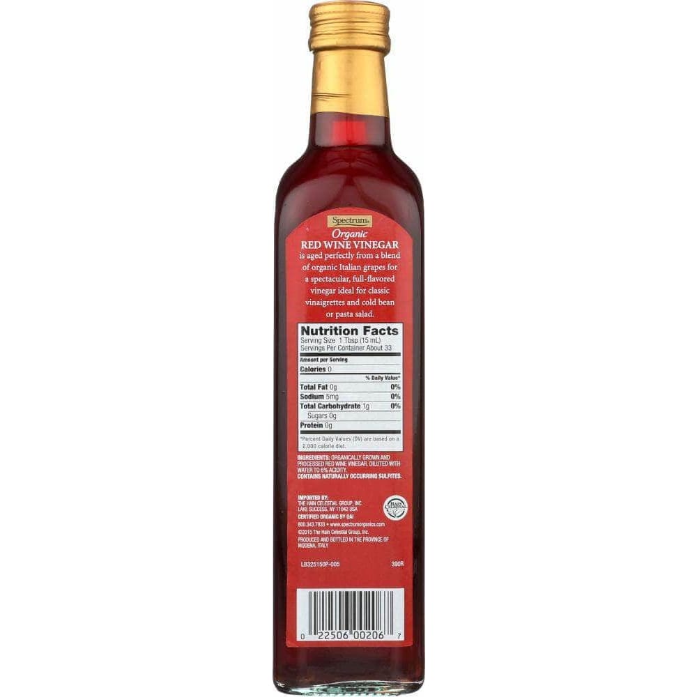 Spectrum Organic Products Spectrum Naturals Vinegar Red Wine Organic, 16.9 oz