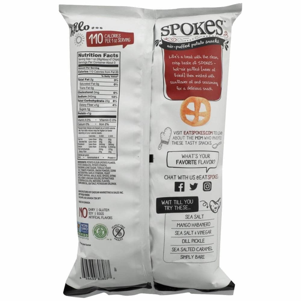 SPOKES Grocery > Snacks > Chips > Puffed Snacks SPOKES: Air Puffed Potato Snacks Barbecue, 2.8 oz