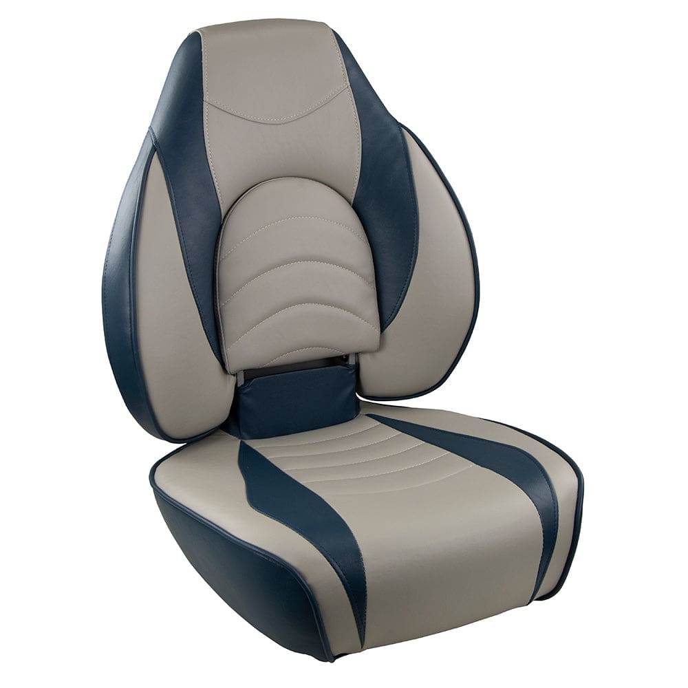 Springfield Fish Pro High Back Folding Seat - Blue/ Grey - Boat Outfitting | Seating - Springfield Marine