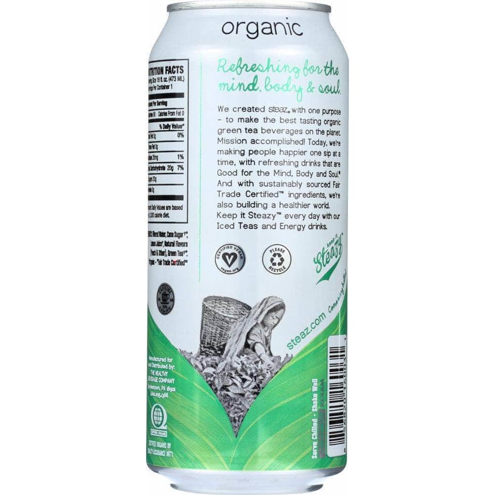 Steaz Steaz Organic Iced Green Tea Peach Lightly Sweetened, 16 oz