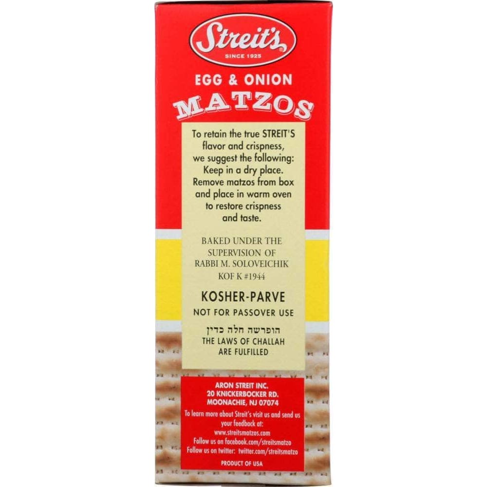 Streits Streits Egg & Onion Matzo, 11 oz