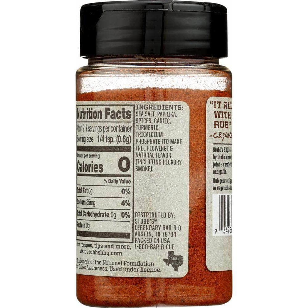 Stubbs Stubbs Bbq Rub, 4.62 oz