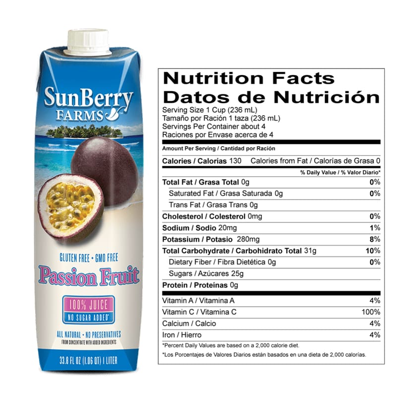 Sunberry Farms Sunberry Farms 100% Passion Fruit Juice, 33.81 oz