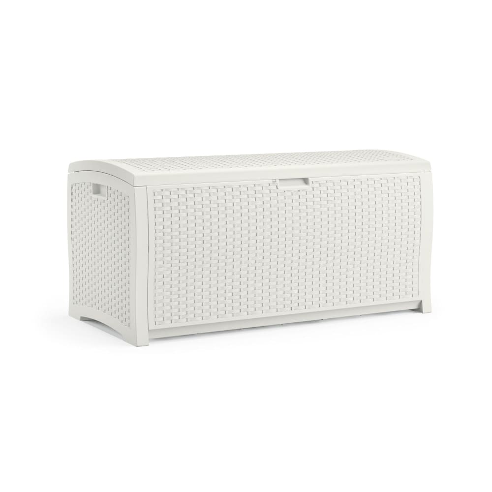 Suncast 99 Gal. Resin Wicker Deck Box - White - Suncast