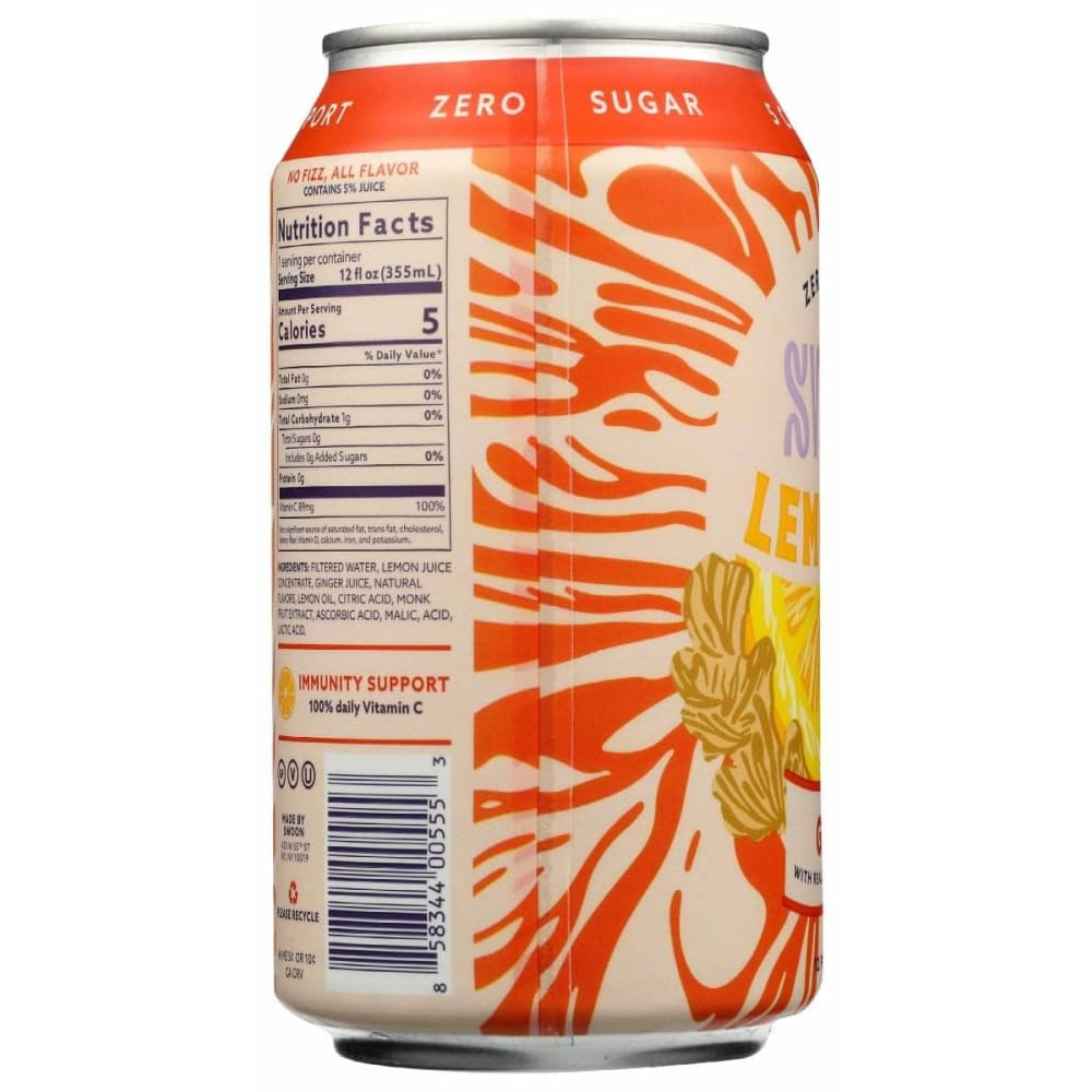 SWOON Swoon Lemonade Ginger Zero Sugr, 12 Fo