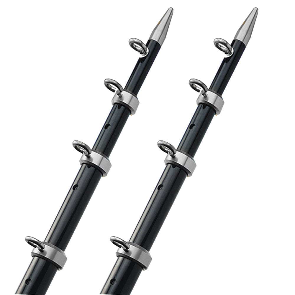 TACO 15’ Telescopic Outrigger Poles HD 1-½ - Black/ Silver - Hunting & Fishing | Outriggers - TACO Marine