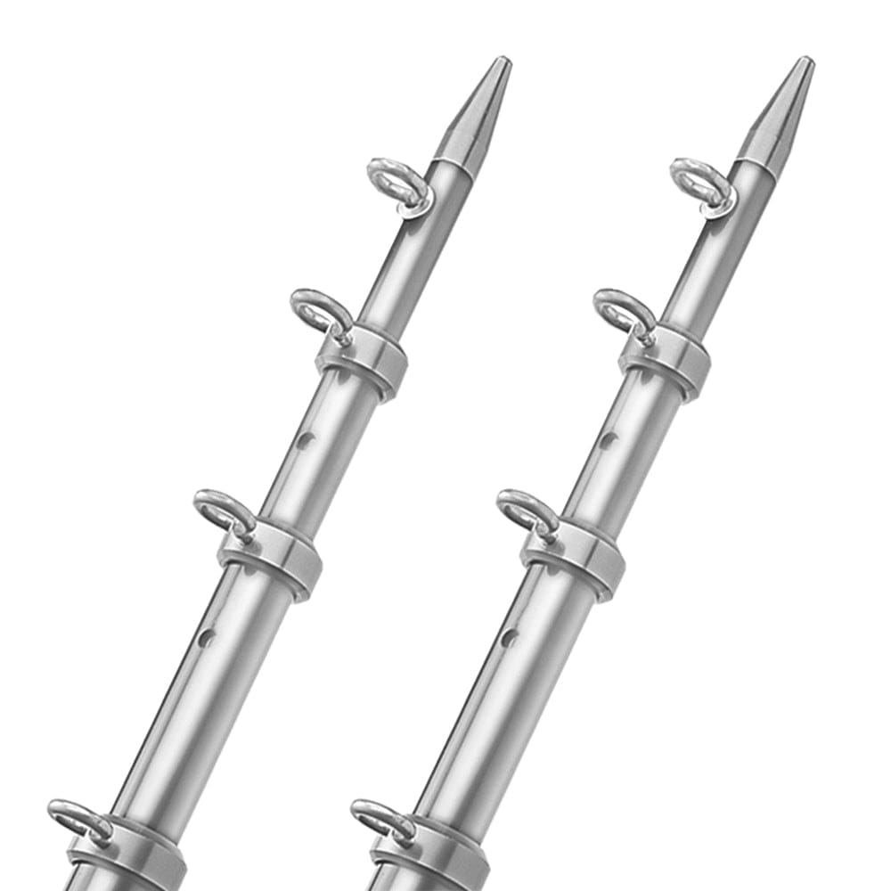 TACO 15’ Telescopic Outrigger Poles HD 1-½ - Silver/ Silver - Hunting & Fishing | Outriggers - TACO Marine