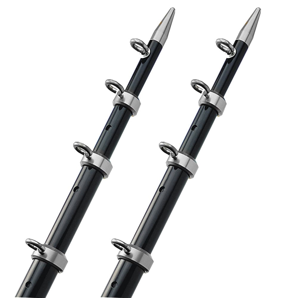 TACO 18’ Telescopic Outrigger Poles HD 1-1/ 2 - Black/ Silver - Hunting & Fishing | Outriggers - TACO Marine