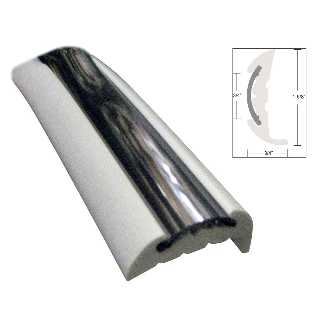 TACO Semi-Rigid Rub Rail Kit - White w/ Flex Chrome Insert - 70’ - Marine Hardware | Rub Rail - TACO Marine