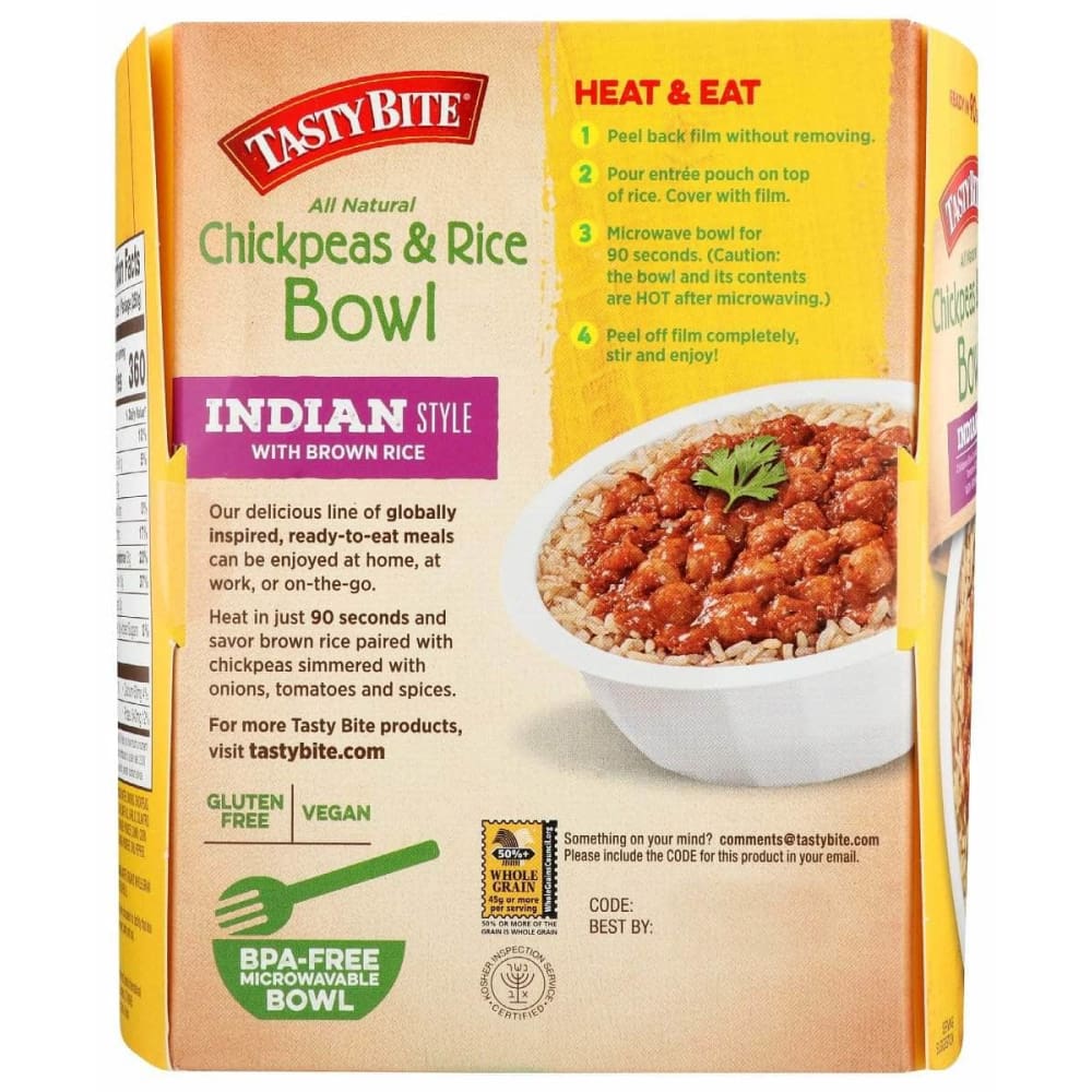 TASTY BITE Tasty Bite Bowl Chickpea & Rice, 8.8 Oz