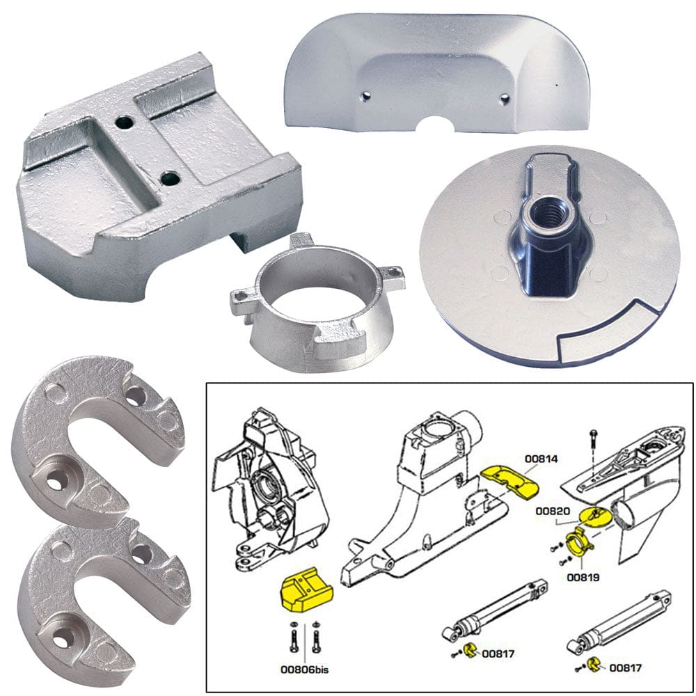 Tecnoseal Anode Kit w/ Hardware - Mercury Alpha 1 Gen 2 - Aluminum - Boat Outfitting | Anodes - Tecnoseal