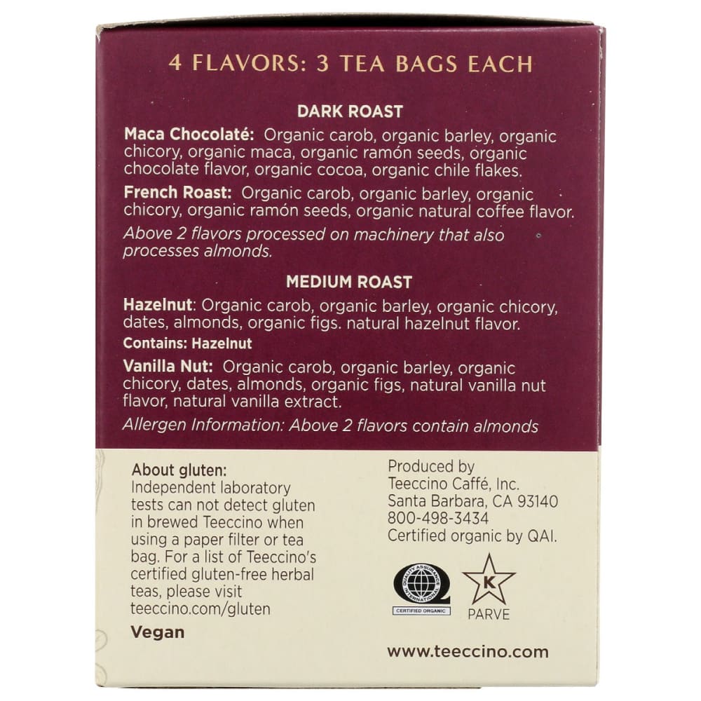 TEECCINO: Roasted Herbal Tea Sampler 12 bg - Grocery > Beverages > Coffee Tea & Hot Cocoa - TEECCINO