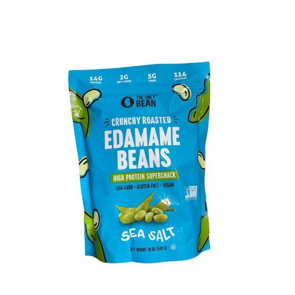 The Only Bean Crunchy Roasted Edamame Beans Sea Salt 18 oz. - The Only Bean