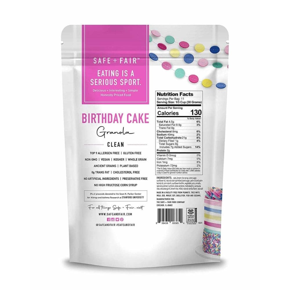 THE SAFE AND FAIR FOOD COMPANY Grocery > Breakfast > Breakfast Foods THE SAFE AND FAIR FOOD COMPANY: Granola Birthday Cake, 12 oz