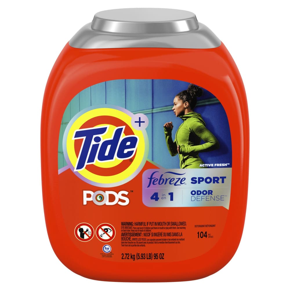 Tide PODS Liquid Laundry Detergent Pacs 4-n-1 with Febreze HE Compatible Sport Odor Defense 104 ct. - Tide