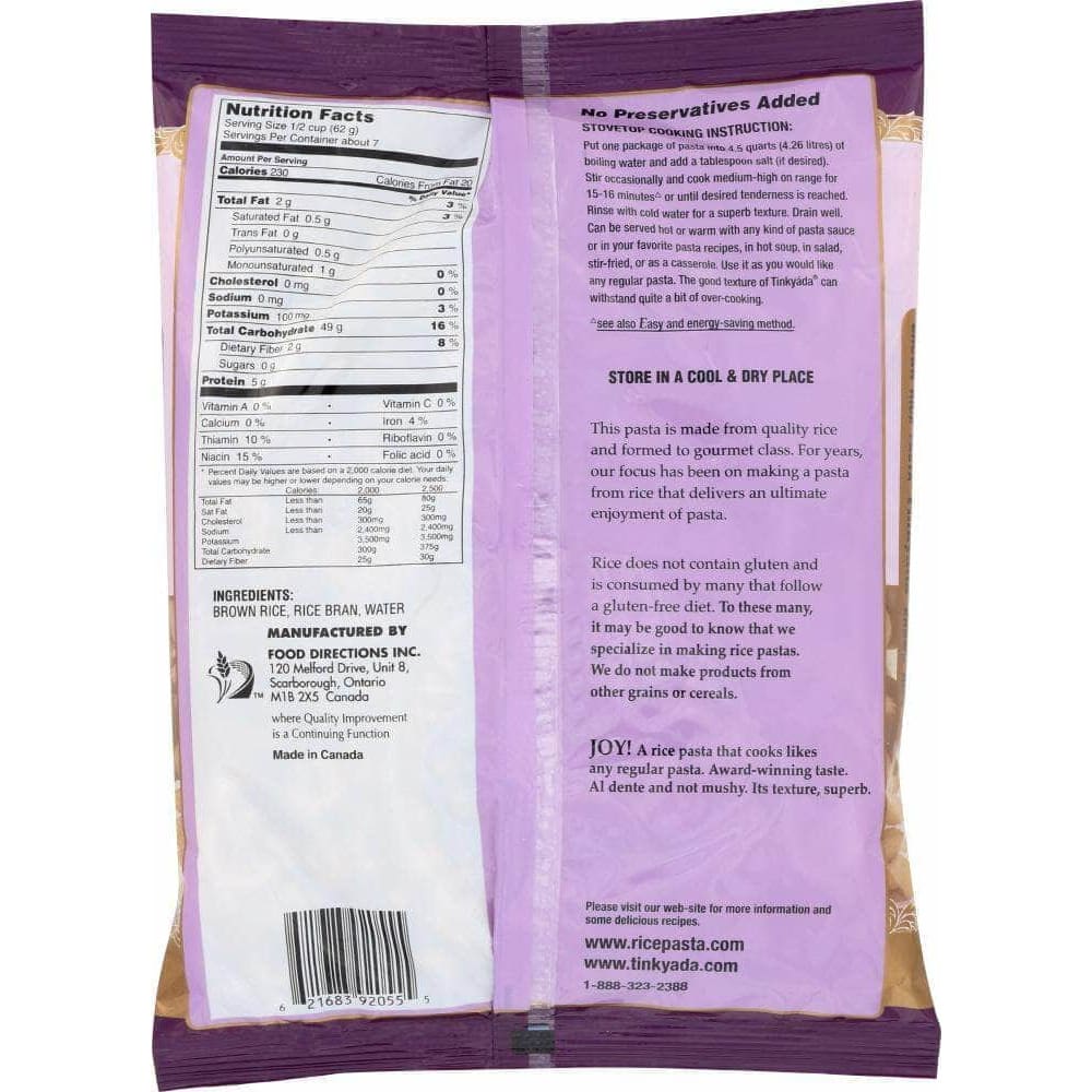 Tinkyada Tinkyada Brown Rice Pasta Elbow With Rice Bran, 16 oz